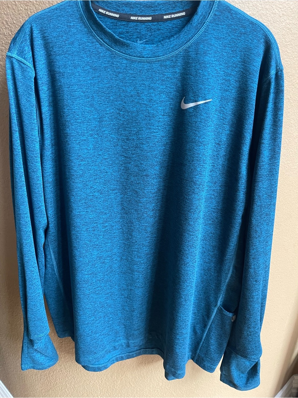 Nike Women's Element Dri-Fit Long Sleeve Running Shirt Teal Heather 928741 - Picture 2 of 9
